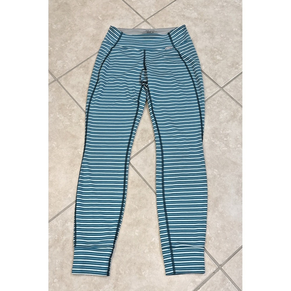 Patagonia Capilene 3 Polar Tec Leggings Teal Blue White Stripe Sz XS Jogger